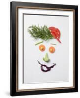 Amusing Face Made from Vegetables and Dill-null-Framed Photographic Print