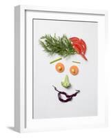 Amusing Face Made from Vegetables and Dill-null-Framed Photographic Print