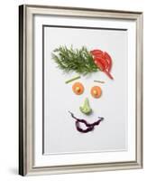 Amusing Face Made from Vegetables and Dill-null-Framed Photographic Print