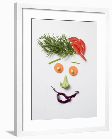 Amusing Face Made from Vegetables and Dill-null-Framed Photographic Print