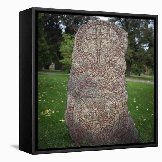 An 11th Century Viking Runestone from Lagga Parish, Uppsala, Sweden, Scandinavia, Europe-Christopher Rennie-Framed Premier Image Canvas