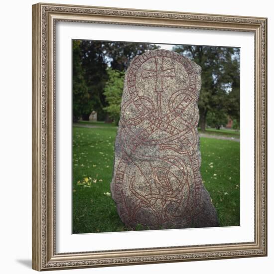 An 11th Century Viking Runestone from Lagga Parish, Uppsala, Sweden, Scandinavia, Europe-Christopher Rennie-Framed Photographic Print