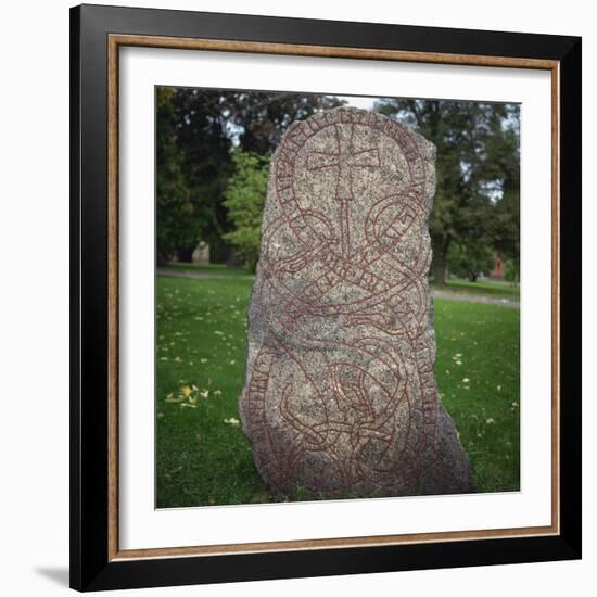 An 11th Century Viking Runestone from Lagga Parish, Uppsala, Sweden, Scandinavia, Europe-Christopher Rennie-Framed Photographic Print