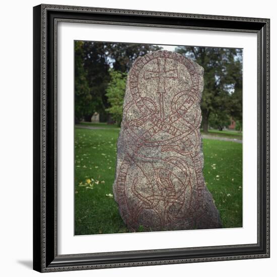 An 11th Century Viking Runestone from Lagga Parish, Uppsala, Sweden, Scandinavia, Europe-Christopher Rennie-Framed Photographic Print