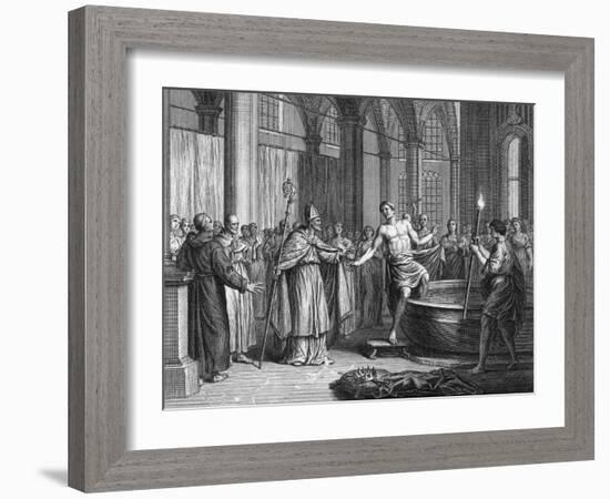 An 8th Century Baptism-F du Bourg-Framed Art Print