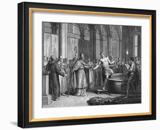 An 8th Century Baptism-F du Bourg-Framed Art Print