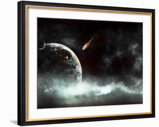 An Abandoned Planet About to Get Hit by a Gigantic Asteroid-Stocktrek Images-Framed Photographic Print