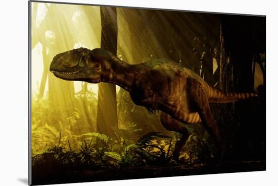 An Abelisaurus Moves Stealthily Though the Forest-null-Mounted Art Print