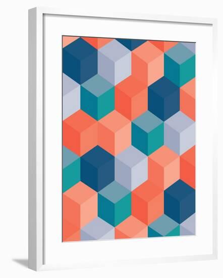 An Abstract Geometric Vector Background with Blocks-Mike Taylor-Framed Art Print