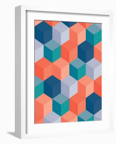 An Abstract Geometric Vector Background with Blocks-Mike Taylor-Framed Art Print