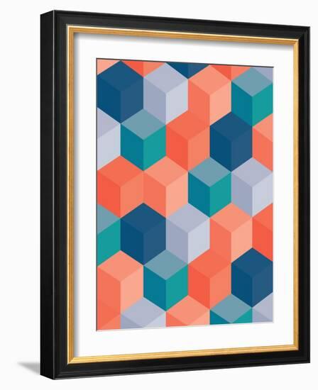 An Abstract Geometric Vector Background with Blocks-Mike Taylor-Framed Art Print