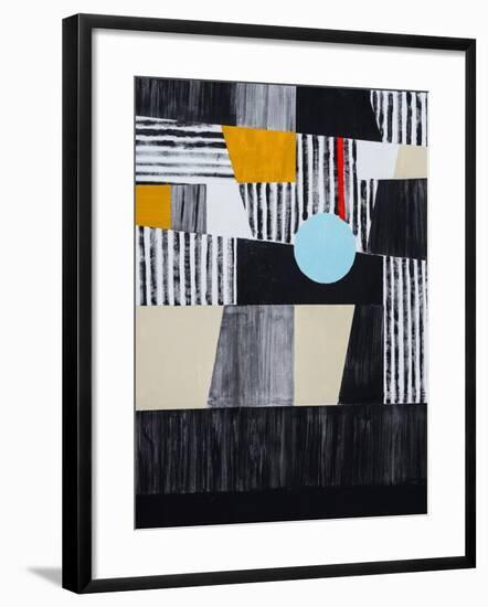 An Abstract Painting; Mostly Black, White and Yellow, Roughly Executed.-null-Framed Art Print