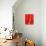 An Abstract Painting; Receding Stripes on a Red Background, with Floating Blue Circle.-null-Art Print displayed on a wall