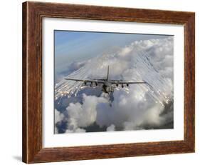 An AC-130U Gunship Jettisons Flares Over Florida-Stocktrek Images-Framed Photographic Print