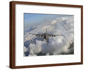 An AC-130U Gunship Jettisons Flares Over Florida-Stocktrek Images-Framed Photographic Print