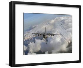 An AC-130U Gunship Jettisons Flares Over Florida-Stocktrek Images-Framed Photographic Print