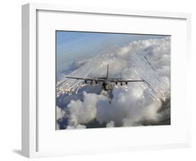 An AC-130U Gunship Jettisons Flares Over Florida-Stocktrek Images-Framed Photographic Print
