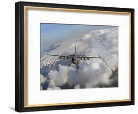 An AC-130U Gunship Jettisons Flares Over Florida-Stocktrek Images-Framed Photographic Print