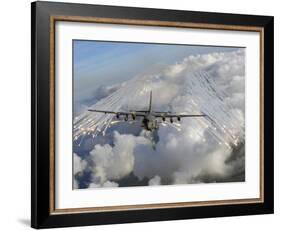 An AC-130U Gunship Jettisons Flares Over Florida-Stocktrek Images-Framed Photographic Print