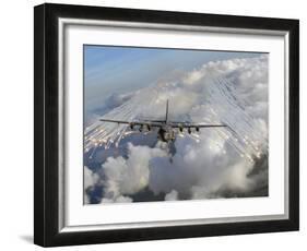 An AC-130U Gunship Jettisons Flares Over Florida-Stocktrek Images-Framed Photographic Print