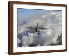 An AC-130U Gunship Jettisons Flares Over Florida-Stocktrek Images-Framed Photographic Print