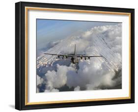 An AC-130U Gunship Jettisons Flares Over Florida-Stocktrek Images-Framed Photographic Print