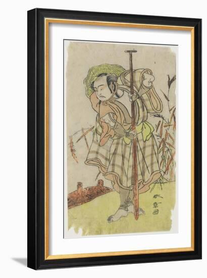 An Actor in a Role Standing with a Paddle-Katsukawa Shunsho-Framed Giclee Print