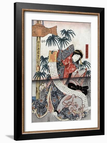 An Actor in the Role of Sodehagi, Wife of Sadato-null-Framed Giclee Print