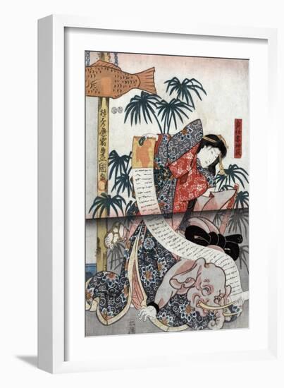 An Actor in the Role of Sodehagi, Wife of Sadato-null-Framed Giclee Print