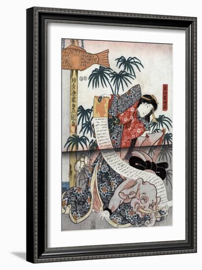 An Actor in the Role of Sodehagi, Wife of Sadato-null-Framed Giclee Print