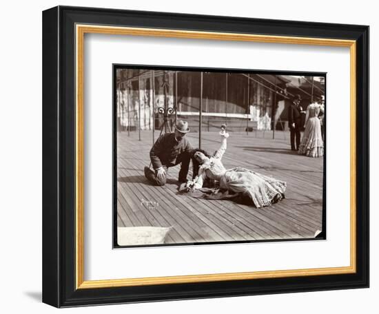 An Actress in Costume Rehearsing on the Roof of What Is Probably the New York Theatre, New York,…-Byron Company-Framed Giclee Print