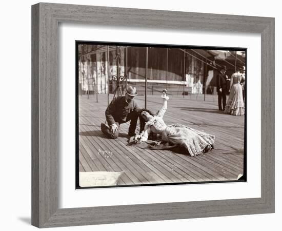 An Actress in Costume Rehearsing on the Roof of What Is Probably the New York Theatre, New York,…-Byron Company-Framed Giclee Print