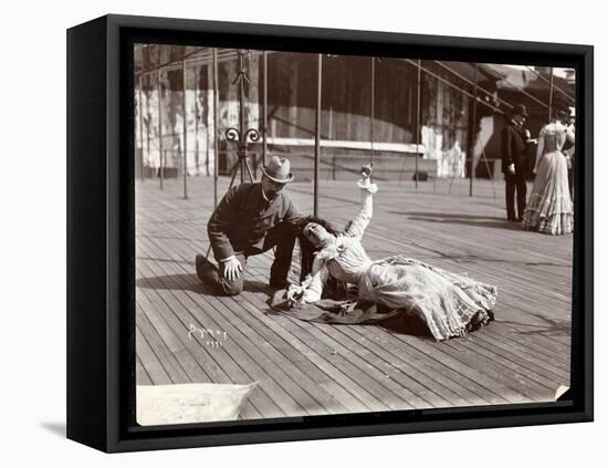 An Actress in Costume Rehearsing on the Roof of What Is Probably the New York Theatre, New York,…-Byron Company-Framed Premier Image Canvas