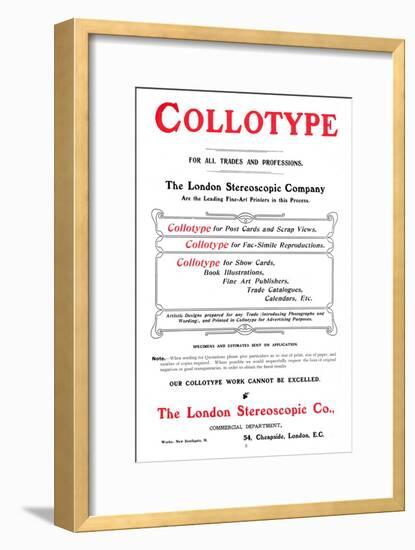 An advert for the Collotype process offered by The  London Stereoscopic Company, 1903-Unknown-Framed Giclee Print