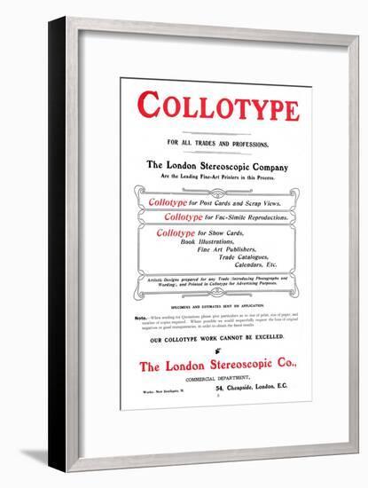 An advert for the Collotype process offered by The  London Stereoscopic Company, 1903-Unknown-Framed Giclee Print