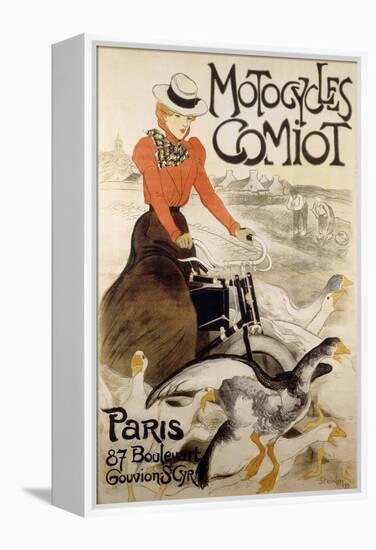 An Advertising Poster for 'Motorcycles Comiot', 1899-Theophile Alexandre Steinlen-Framed Premier Image Canvas