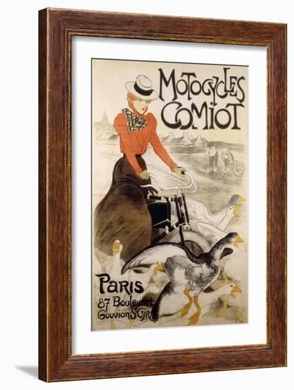 An Advertising Poster for 'Motorcycles Comiot', 1899-Theophile Alexandre Steinlen-Framed Giclee Print