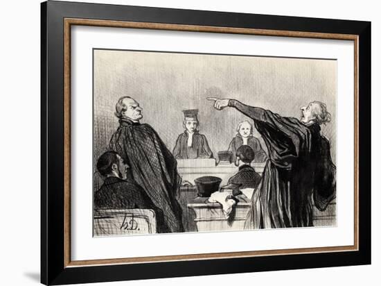 An Advocate Who Is Evidently Fully Convinced... (From the Series Les Gens De Justic), 1845-Honoré Daumier-Framed Giclee Print