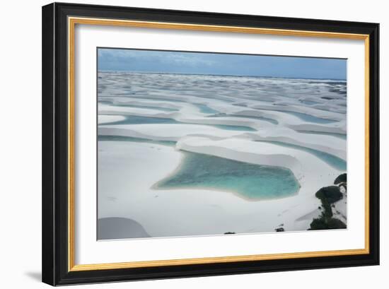 An Aerial Shot of Brazil's Lencois Maranhenses Sand Dunes and Lagoons-Alex Saberi-Framed Photographic Print