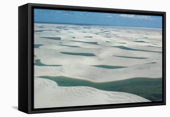 An Aerial Shot of Brazil's Lencois Maranhenses Sand Dunes and Lagoons-Alex Saberi-Framed Premier Image Canvas