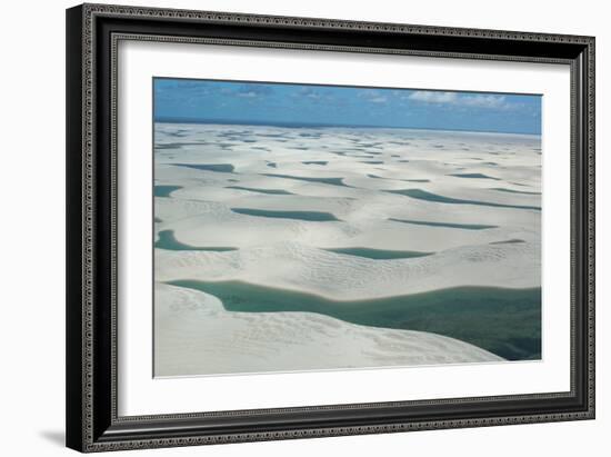 An Aerial Shot of Brazil's Lencois Maranhenses Sand Dunes and Lagoons-Alex Saberi-Framed Photographic Print