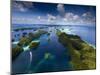 An Aerial View of a Boat as it Speeds Through the Rock Islands, Republic of Palau.-Ian Shive-Mounted Photographic Print