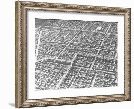 An Aerial View of an Overcrowded Stockyard in Omaha-null-Framed Photographic Print