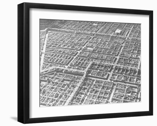 An Aerial View of an Overcrowded Stockyard in Omaha-null-Framed Photographic Print