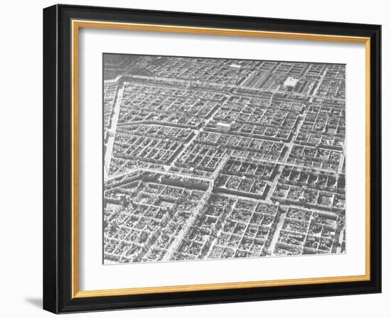 An Aerial View of an Overcrowded Stockyard in Omaha-null-Framed Photographic Print