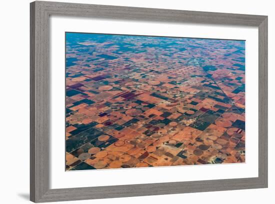 An Aerial View of Massive Farmland with Pivot Irrigation Crop Circles.-Richard A McMillin-Framed Photographic Print