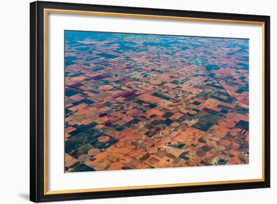 An Aerial View of Massive Farmland with Pivot Irrigation Crop Circles.-Richard A McMillin-Framed Photographic Print