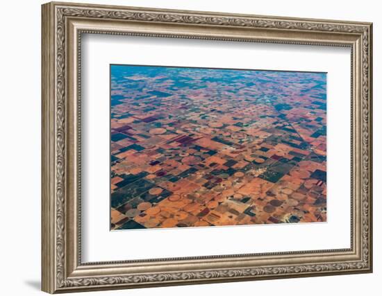 An Aerial View of Massive Farmland with Pivot Irrigation Crop Circles.-Richard A McMillin-Framed Photographic Print