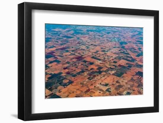 An Aerial View of Massive Farmland with Pivot Irrigation Crop Circles.-Richard A McMillin-Framed Photographic Print