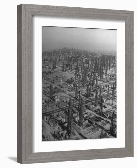 An Aerial View of the Signal Hill Oil Field-Peter Stackpole-Framed Photographic Print